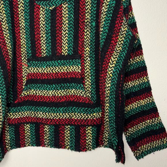 Baja Joe Mexican Baja Hoodie Sweater Pullover Rasta Red yellow green unisex MED - Picture 6 of 15